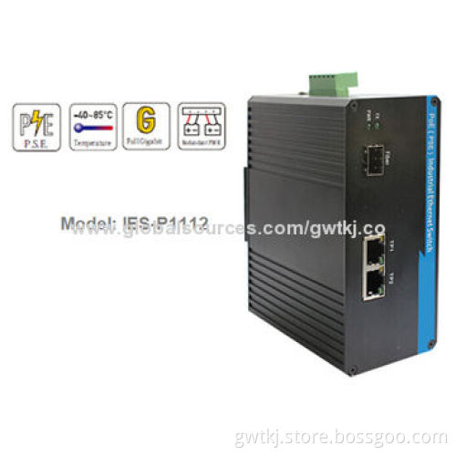 Gigabit PoE(PSE) industrial Ethernet switch, 40~85 working temperature and dual redundant power inpu